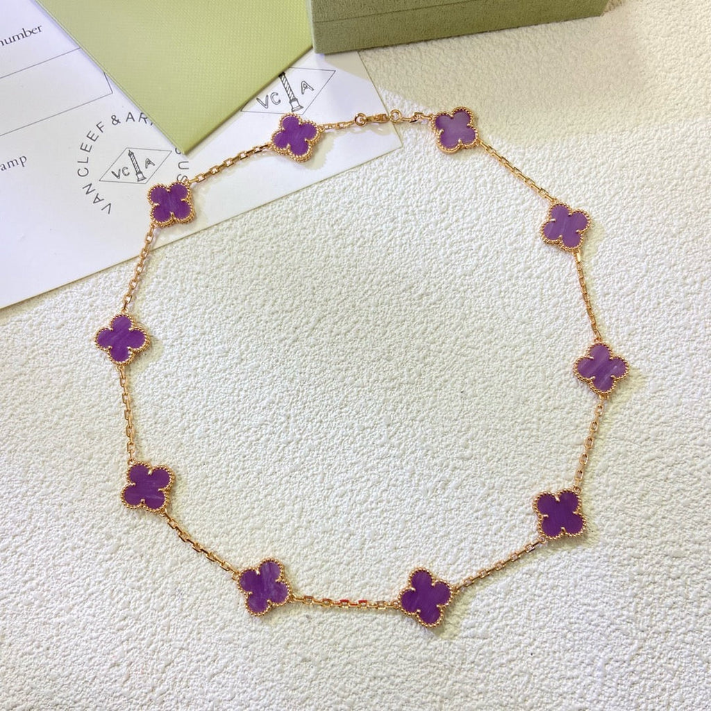 ¡®Dream¡¯CLOVER 10 MOTIFS  PURPLE VIOLET  NECKLACE