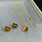 ¡®Dream¡¯CLOVER 15MM DIAMANT-UND GELBER TIGERAUGE-ACHAT-Halskette