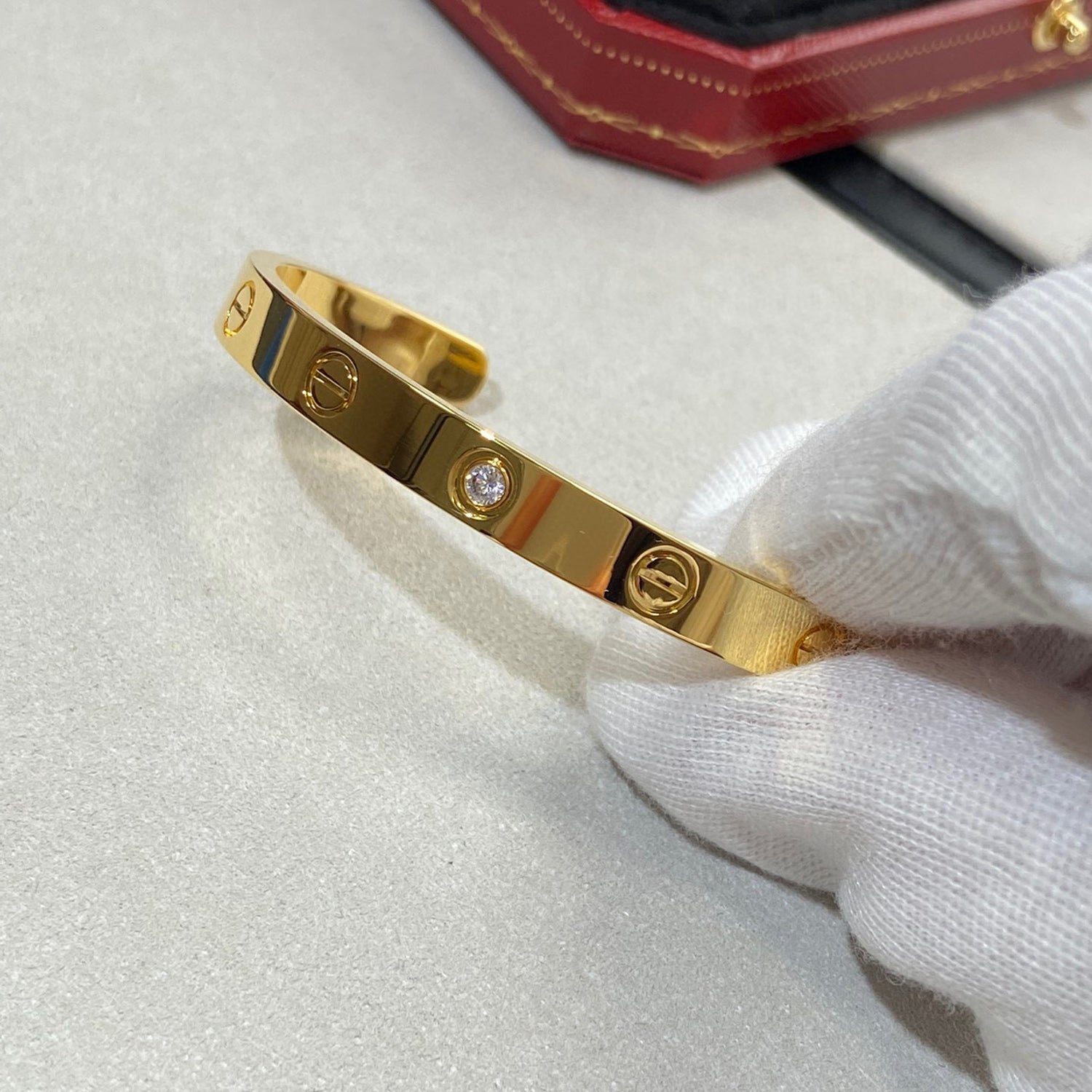 ®ドリーム®LOVEブレスレット 6.1MM 1ダイヤモンド オープンカフ