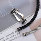 ¡®Dream¡¯FORCE LARGE HORSESHOE BLACK DIAMOND BRACELET SILVER
