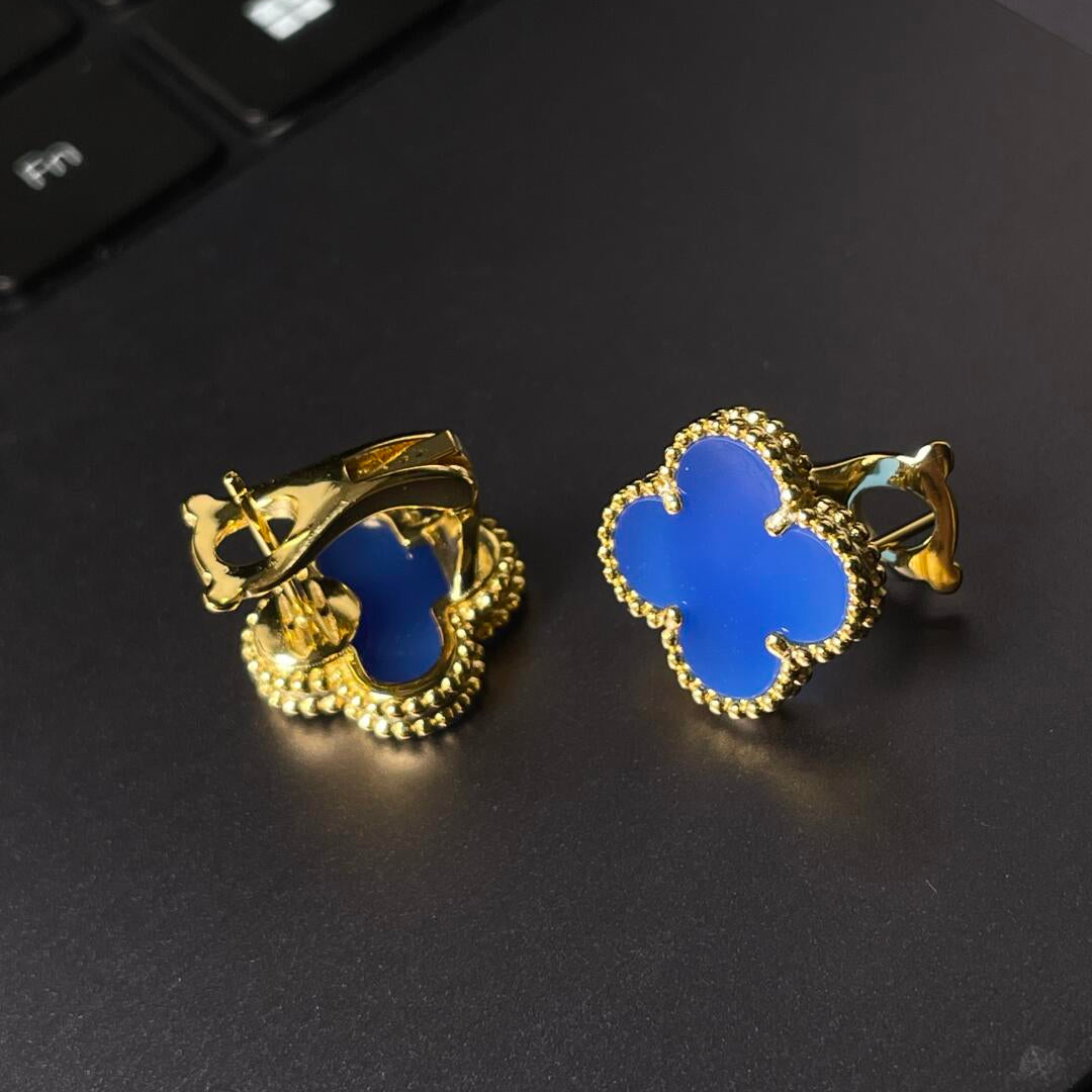 [Dream] CLOVER LARGE (20mm) 1 MOTIFS BLUE MOP STUD EARRINGS