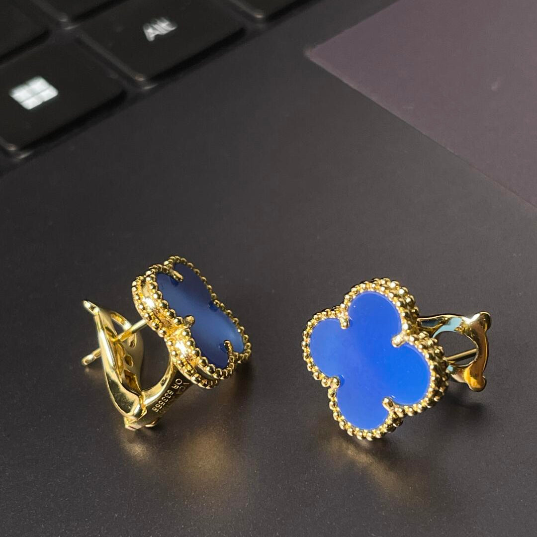 [Dream] CLOVER LARGE (20mm) 1 MOTIFS BLUE MOP STUD EARRINGS