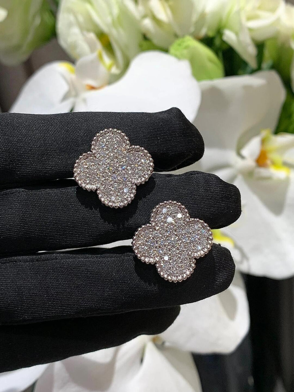 [Traum] CLOVER 20MM MOTIVE DIAMANT OHNSTECKER SILBER