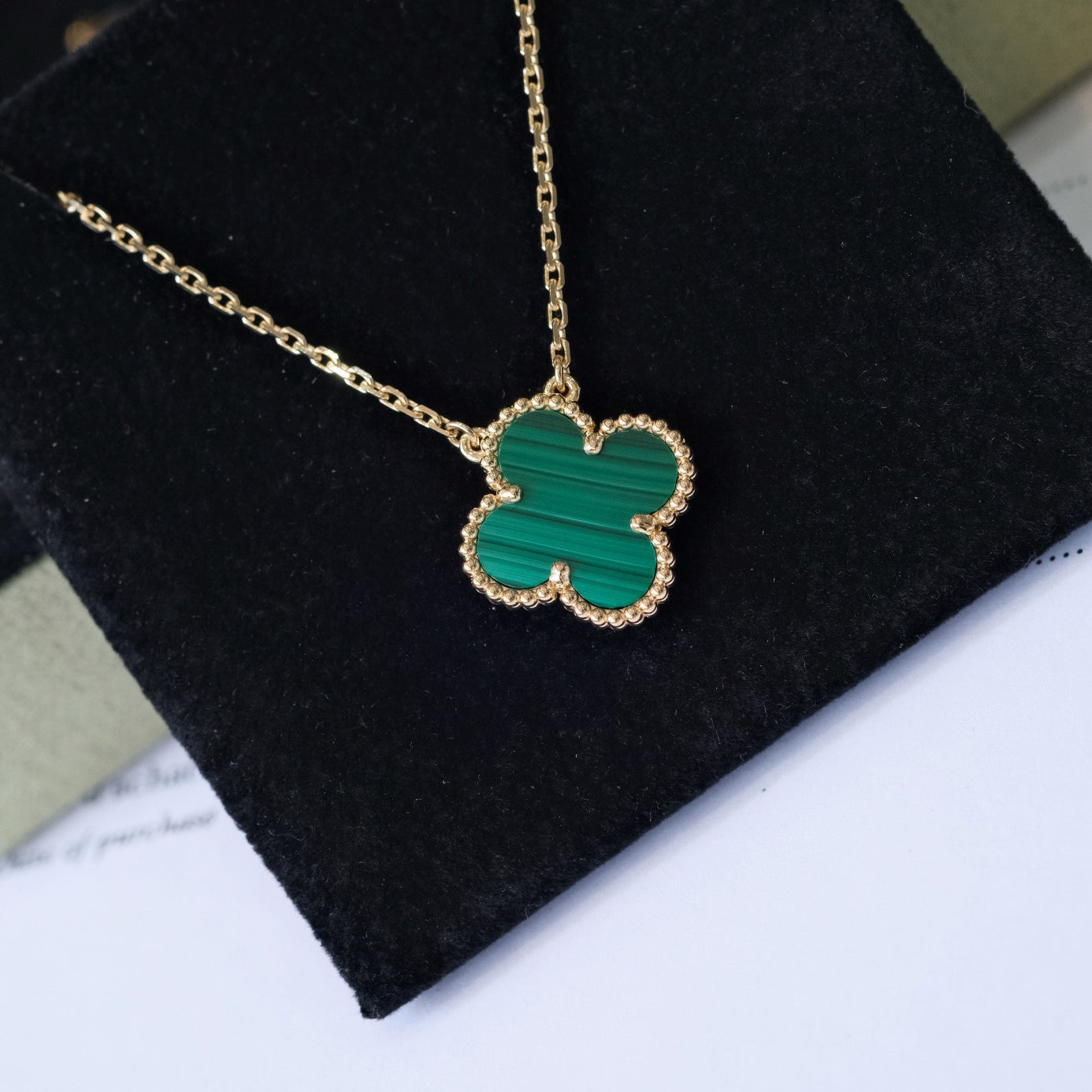¡®Dream¡¯CLOVER 15MM MALACHIT EINZELBLUME HALSKETTE