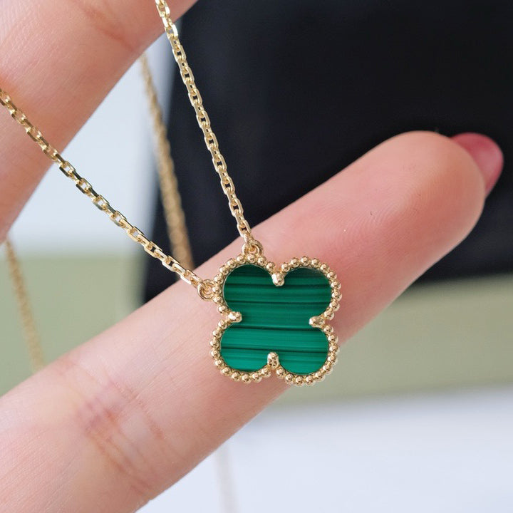 夢CLOVER 15MM マラカイト シングル フラワー ネックレス