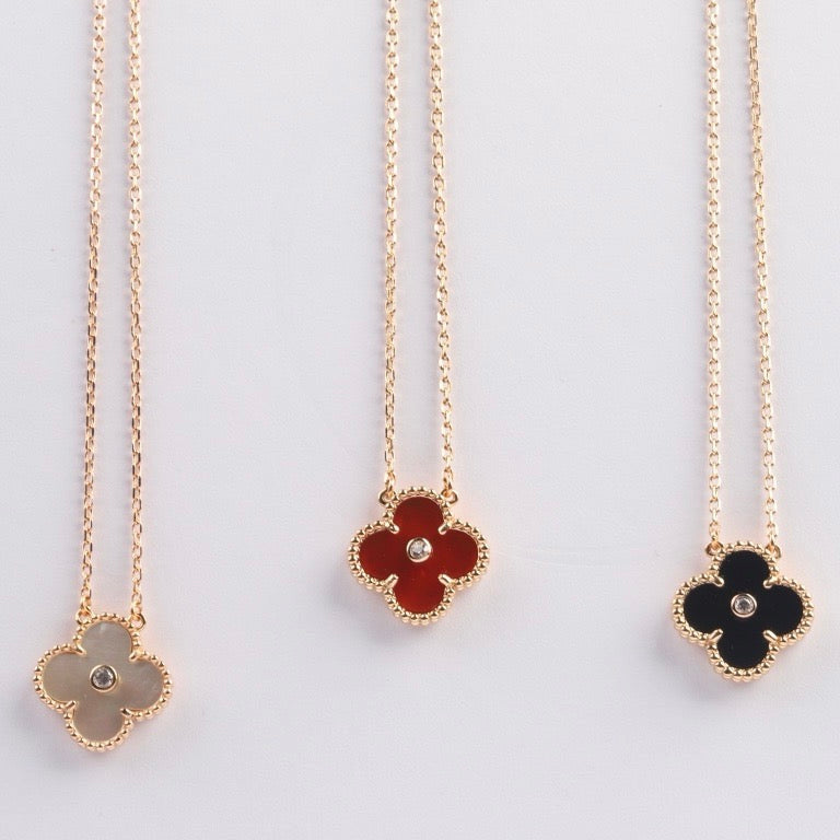 ¡®Dream¡¯CLOVER 15MM DIAMOND CARNELIAN NECKLACE