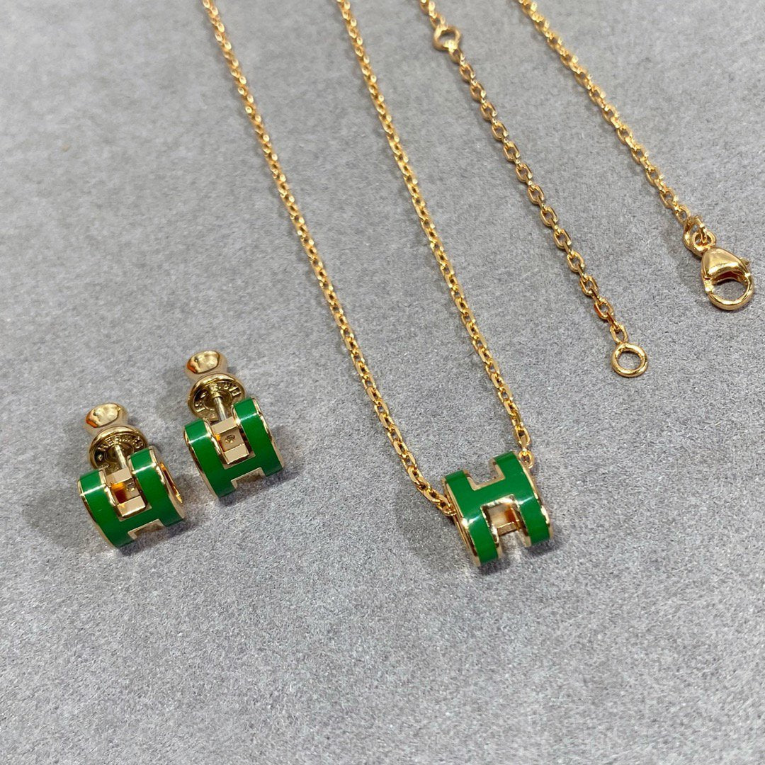 ¡®Dream¡¯POP H GREEN NECKLACE SILVER AND GOLD