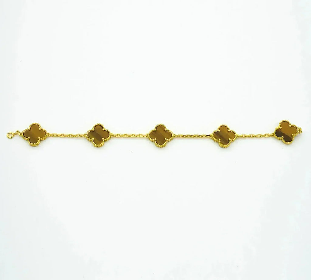 [Dream]New  CLOVER 5 MOTIFS TIGER EYE BRACELET COLLECTION