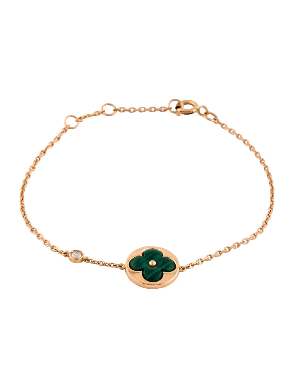 ¡®Dream¡¯SUN MALACHITE 1 DIAMOND PINK GOLD BRACELET