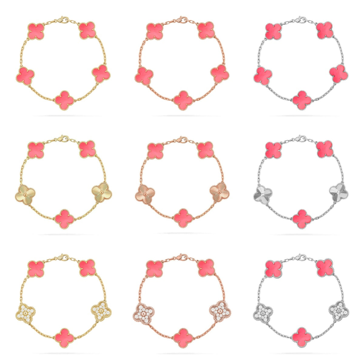 [Dream]Neue ROSA PERLMUTT-ARMBANDKOLLEKTION MIT KLEEBÄTTERN (5 MOTIVE)
