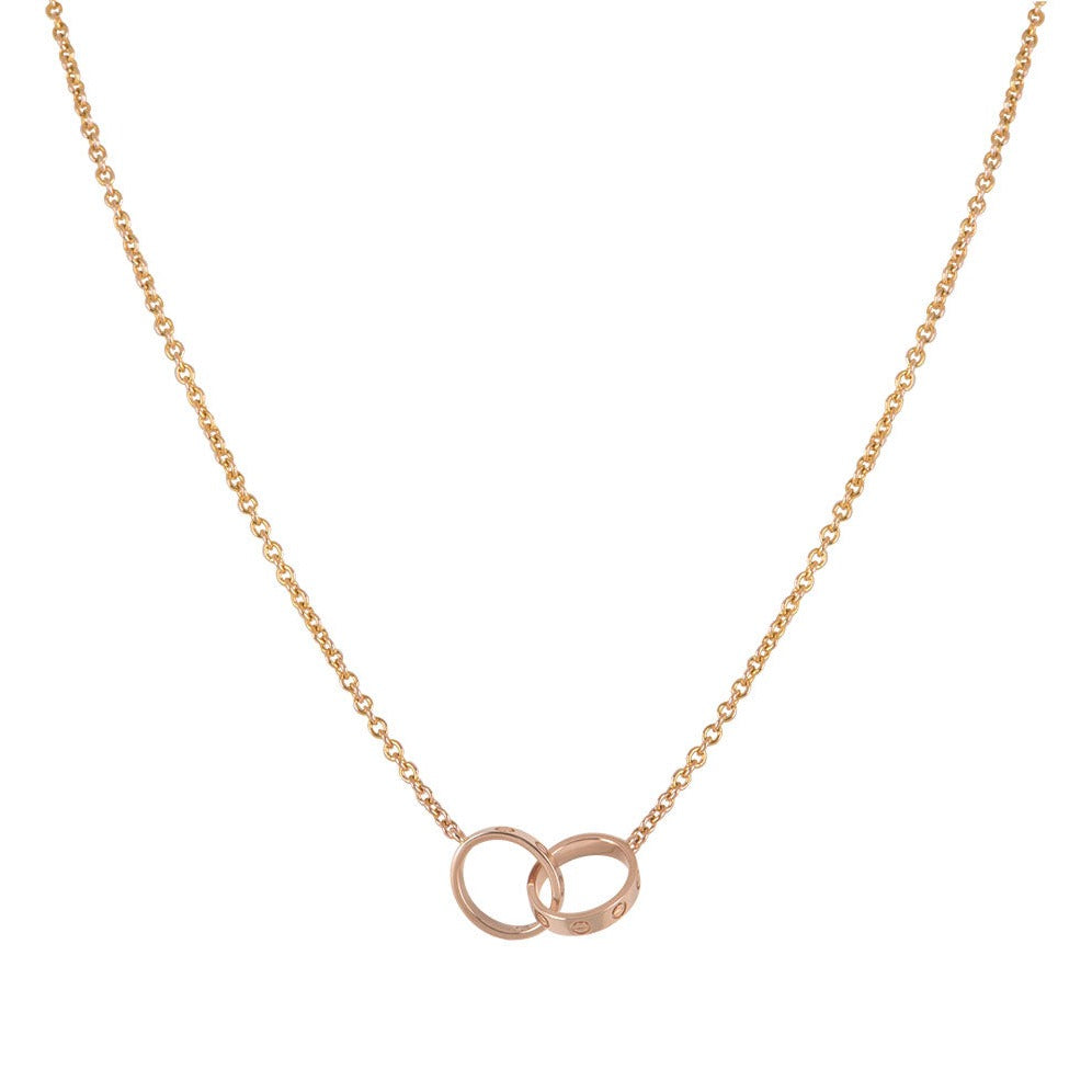 ¡®Dream¡¯LOVE NECKLACE DOUBLE RING PINK GOLD