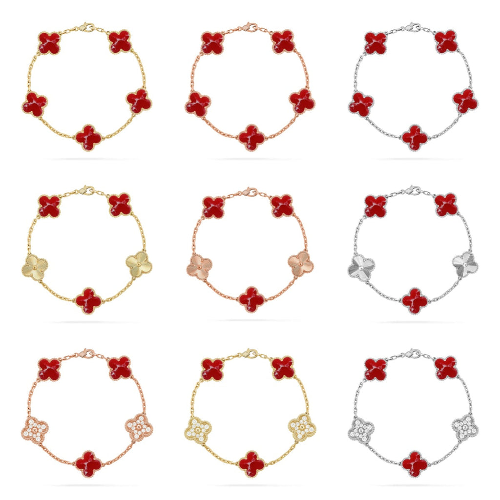 [Dream]New CLOVER 5 MOTIF RED PATTERN BRACELET COLLECTION