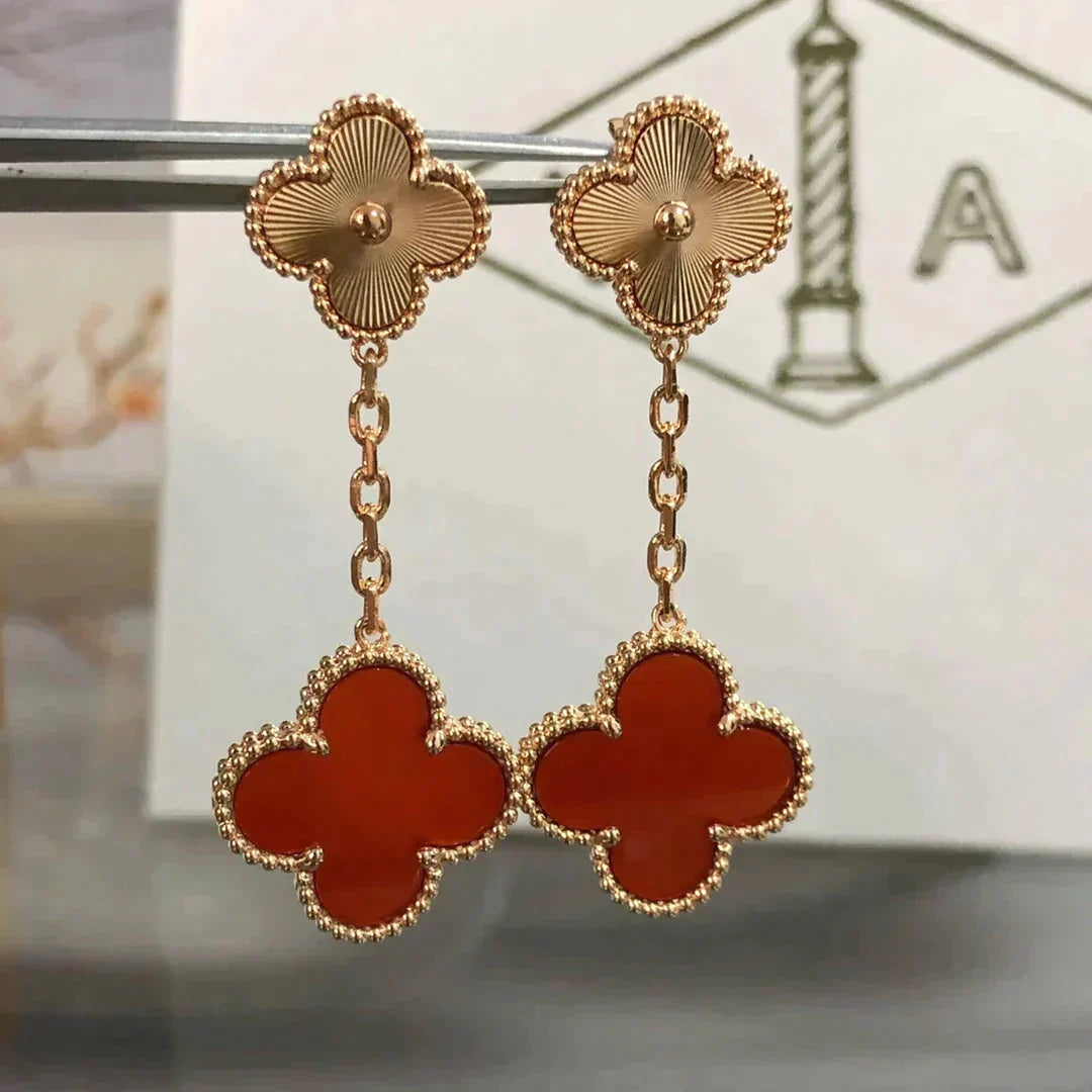 „Dream“-CLOVER 2 MOTIF LASER-KARNEOL-OHRRINGE
