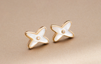 ¡®Dream¡¯JEUX DE WHITE MOP PINK GOLD DIAMOND EARRINGS