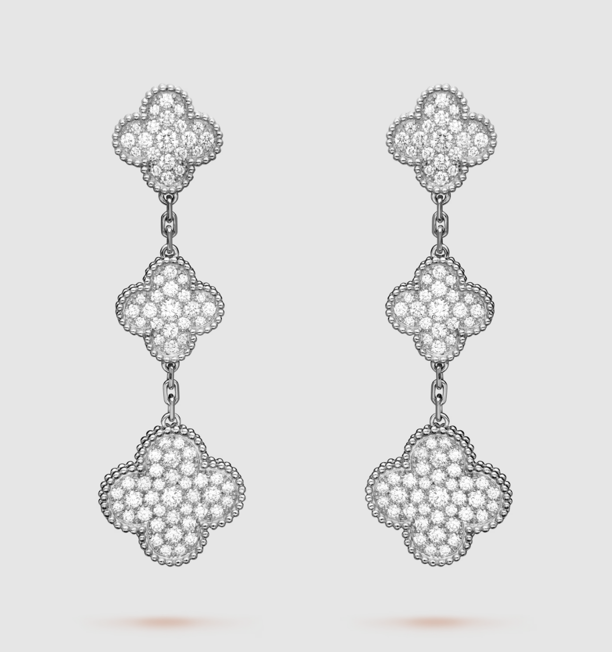 „Dream“CLOVER 3 MOTIV DIAMANT SILBER HÄNGEOHRRINGE