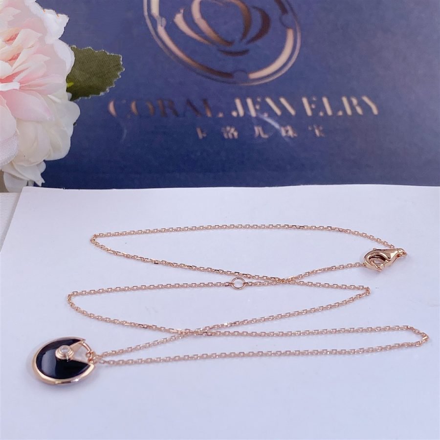 ¡®Dream¡¯AMULETTE ROSE GOLD ONYX NECKLACE