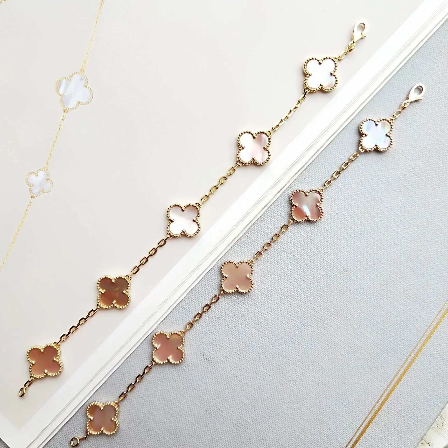 [Dream]Neue ROSA PERLMUTT-ARMBANDKOLLEKTION MIT KLEEBÄTTERN (5 MOTIVE)