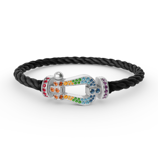 "Dream" FORC GROSSES HUFEISEN FARBIGES DIAMANTENARMBAND SILBER