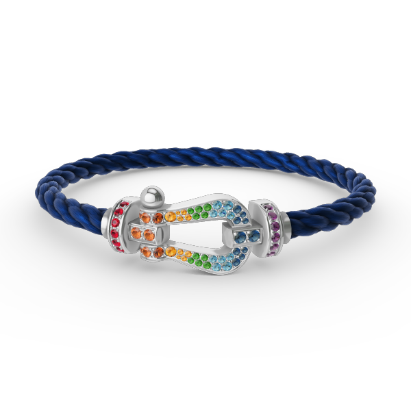 "Dream" FORC GROSSES HUFEISEN FARBIGES DIAMANTENARMBAND SILBER