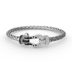 ¡®Dream¡¯FORCE LARGE HORSESHOE BLACK WHITE DIAMOND BRACELET SILVER