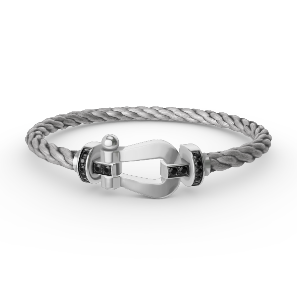 ¡®Dream¡¯FORCE LARGE HORSESHOE BLACK DIAMOND BRACELET SILVER