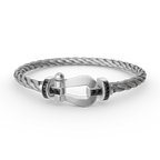 ¡®Dream¡¯FORCE LARGE HORSESHOE BLACK DIAMOND BRACELET SILVER