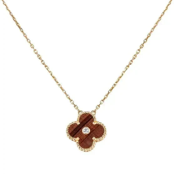 ¡®Dream¡¯CLOVER 15MM DIAMANT-UND GELBER TIGERAUGE-ACHAT-Halskette