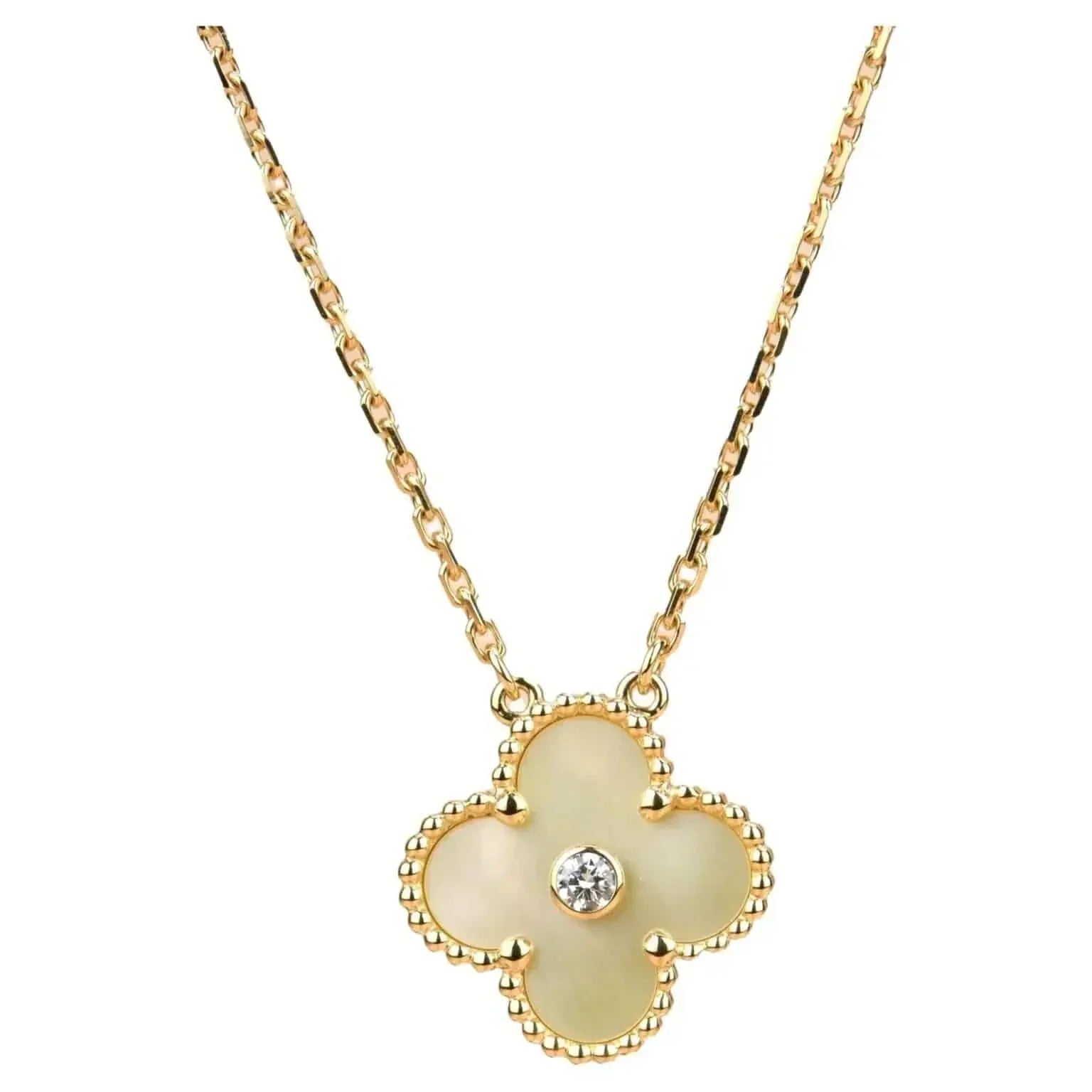 ¡®Dream¡¯CLOVER 15MM DIAMANT GOLD PERLMUTT HALSKETTE