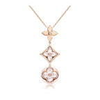 ¡®Dream¡¯COLOR BLOSSOM LARIAT NECKLACE PINK GOLD WHITE MOTHER PEARL AND DIAMOND