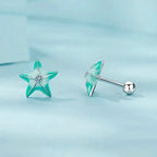 Blaue Seestern Ohrstecker Platinbeschichtet Schlichte Ohrringe