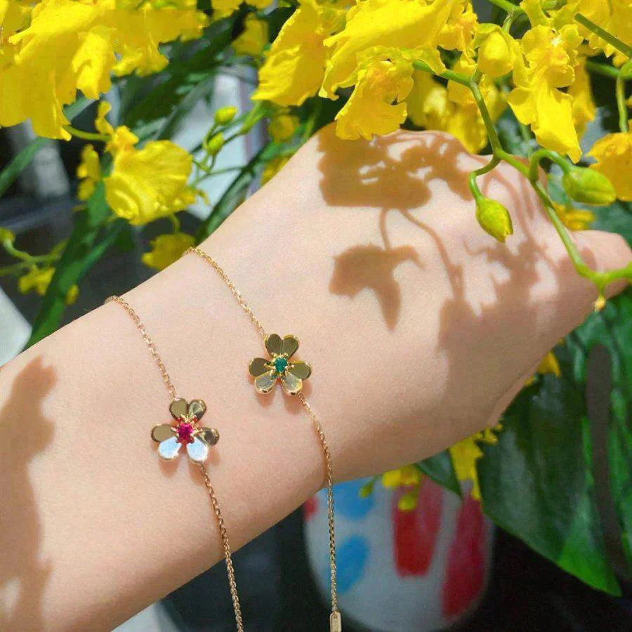 ¡®Dream¡¯FRIVOLE GOLD FLOWER PINK MALACHITE BRACELET