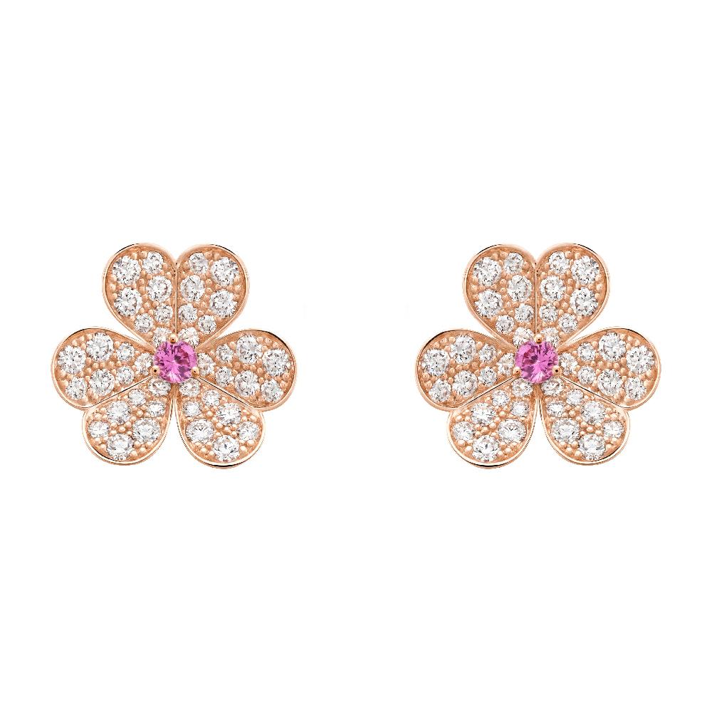 „Dream“ FRIVOLE ROSÉGOLDENE BLUMENOHRRINGE MIT DIAMANTEN