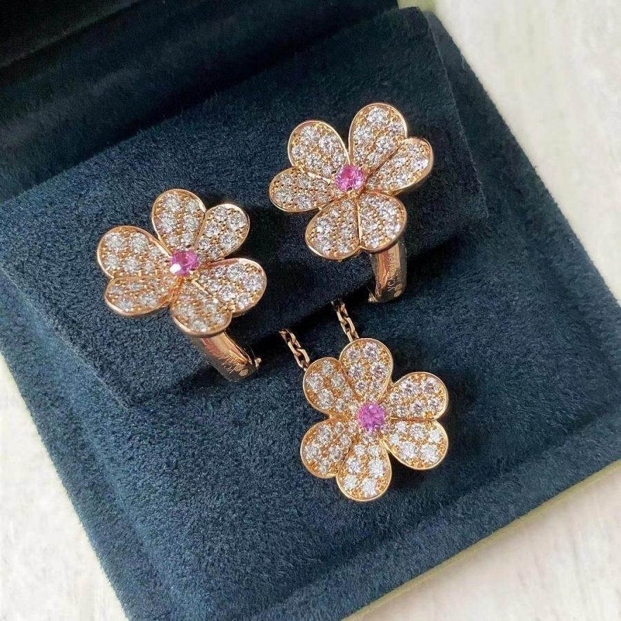„Traum“ FRIVOLE ROSÉGOLD BLUMEN DIAMANT HALSKETTE