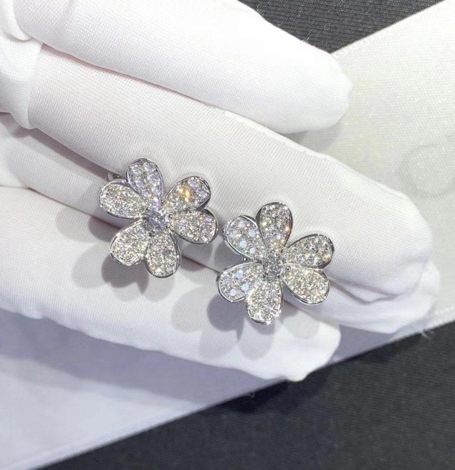 „Dream“-Frivole-Ohrringe aus Sterlingsilber mit Blumen und Diamanten