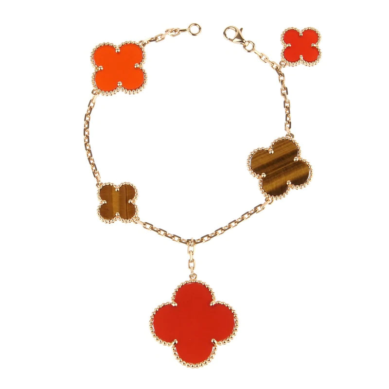 „Dream“CLOVER-ARMBAND, 5 MOTIVE, KARNEOL, TIGERAUGE