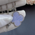 ¡®Dream¡¯CLOVER SILVER CHALCEDONY BIG CLOVER NECKLACE