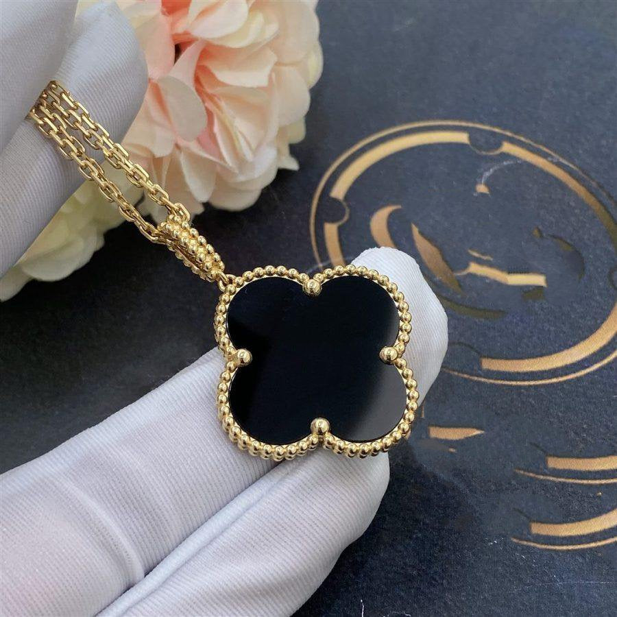 ¡®Dream¡¯CLOVER 25MM GOLD ONYX BIG CLOVER NECKLACE