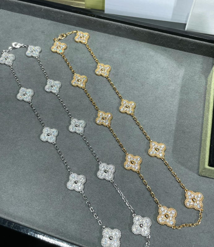 [¡®Dream¡¯]CLOVER 10 MOTIFS FULL DIAMOND NECKLACE