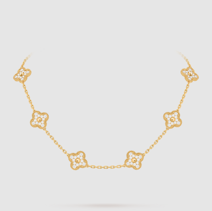 [¡®Dream¡¯]CLOVER 10 MOTIVE VOLL BESETZTE DIAMANTENHALSKETTE