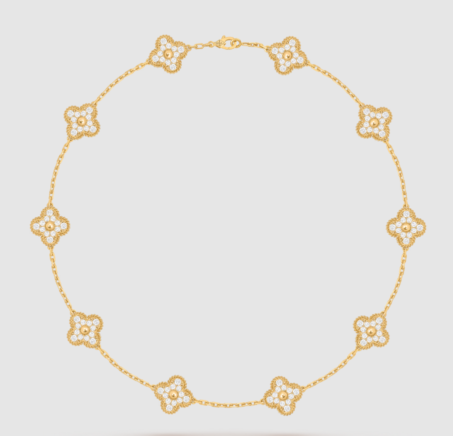 [¡®Dream¡¯]CLOVER 10 MOTIVE VOLL BESETZTE DIAMANTENHALSKETTE