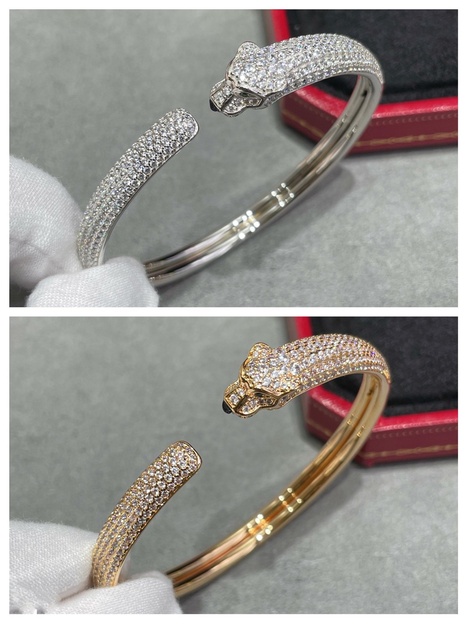 ¡®Dream¡¯PANTHERE FULL DIAMOND OPEN BRACELET