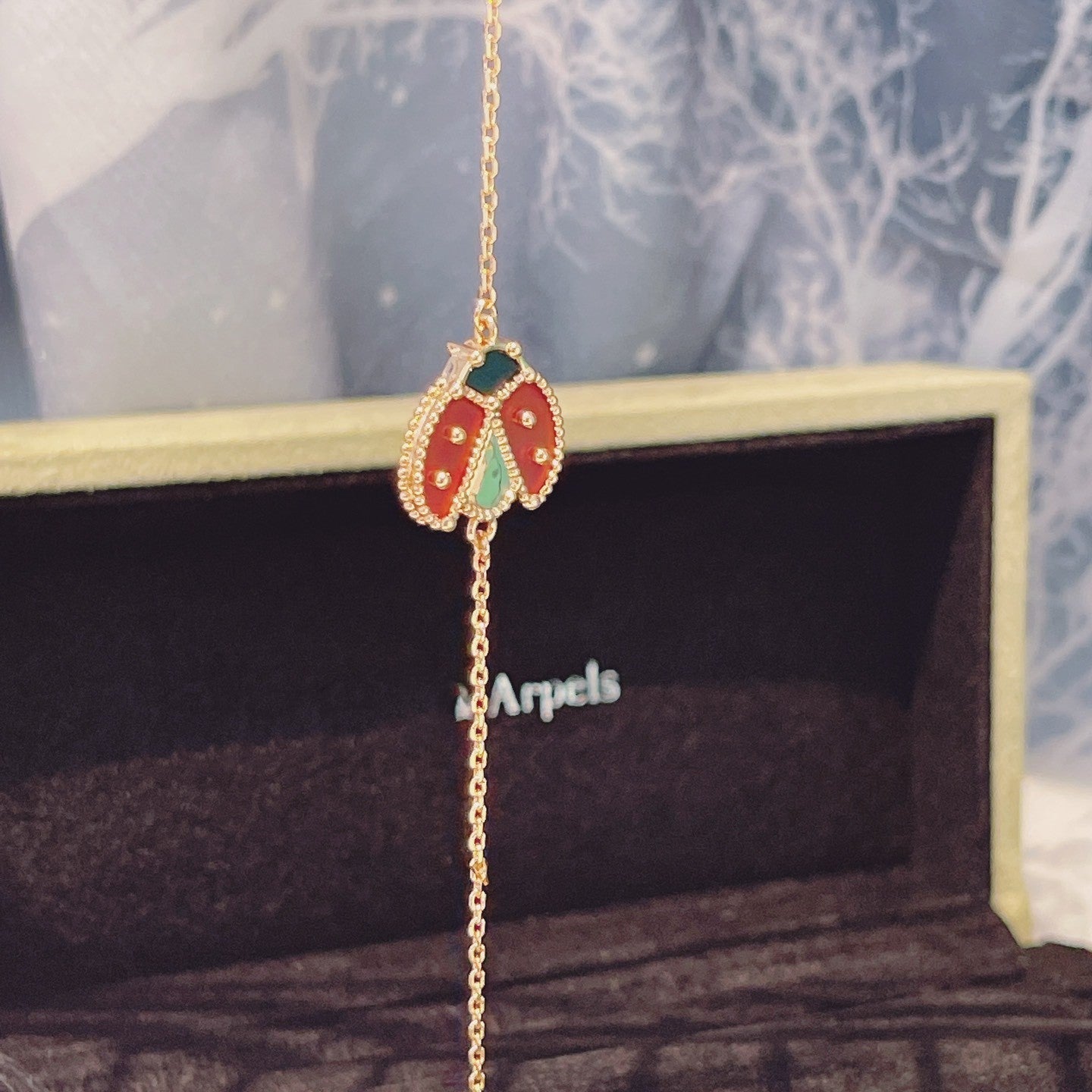 「ドリーム」ラッキー スプリング 1 モチーフ ピンクゴールド ブレスレット