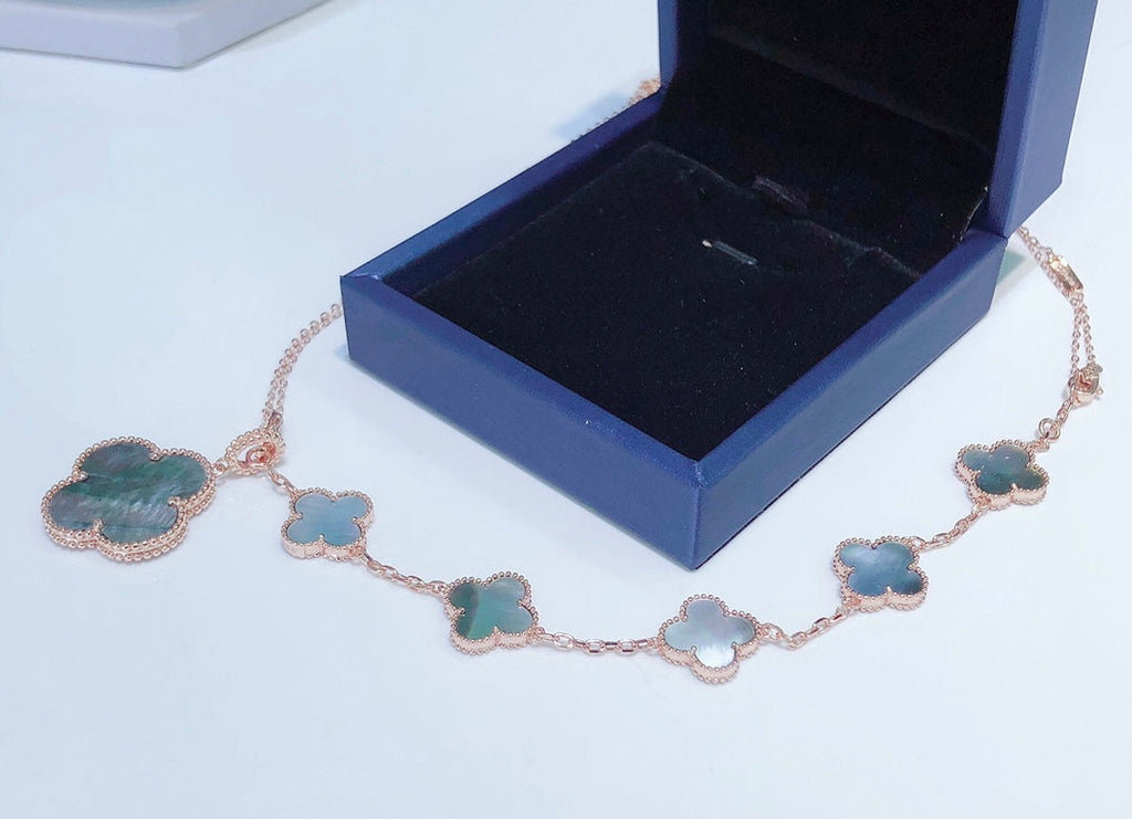 ¡®Dream¡¯COMBINED BRACELET 5 MOTIFS AND NECKLACE DARK MOP ROSE GOLD