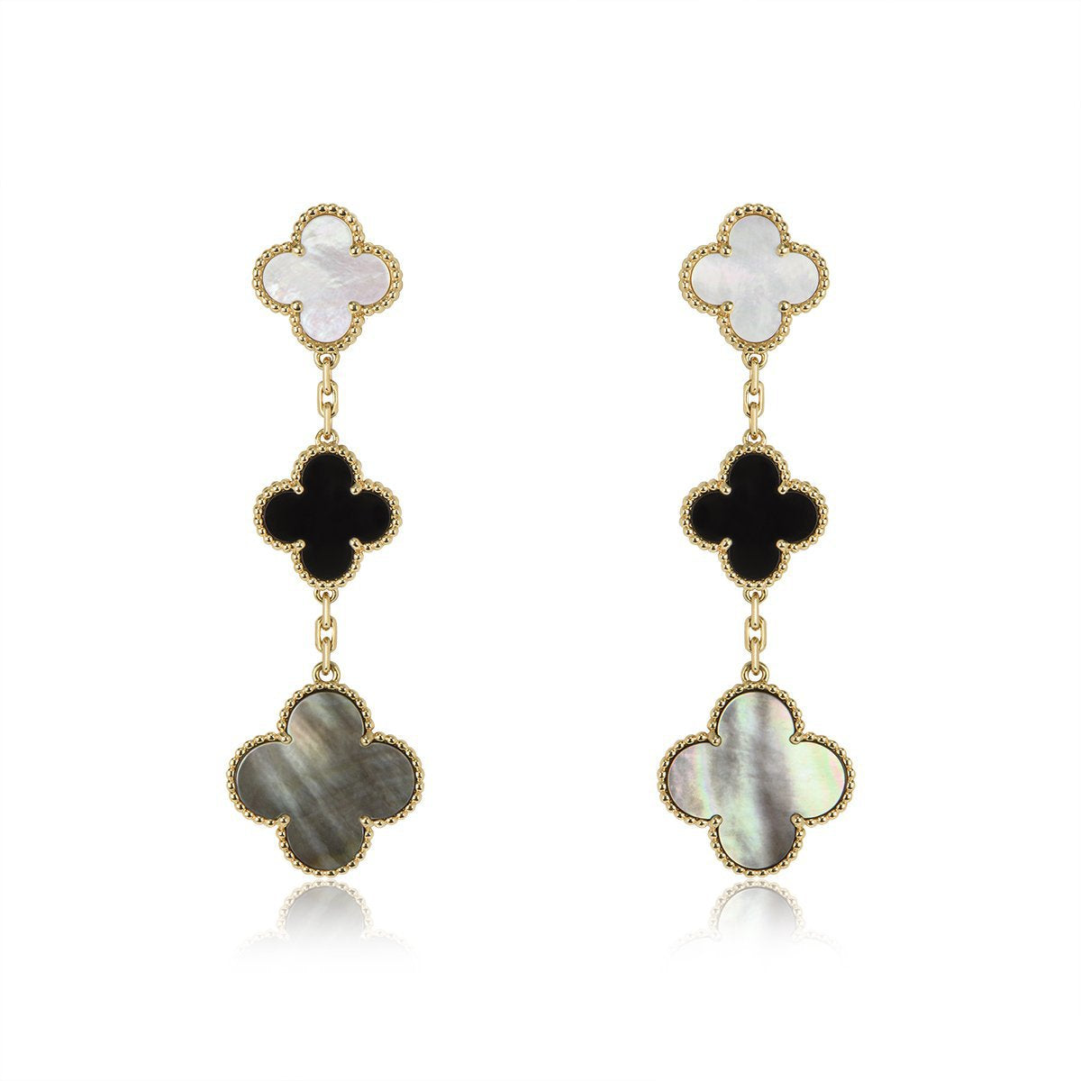"Dream"-KLEE-OHRRINGE GOLD ONYX MOP 3 MOTIVE