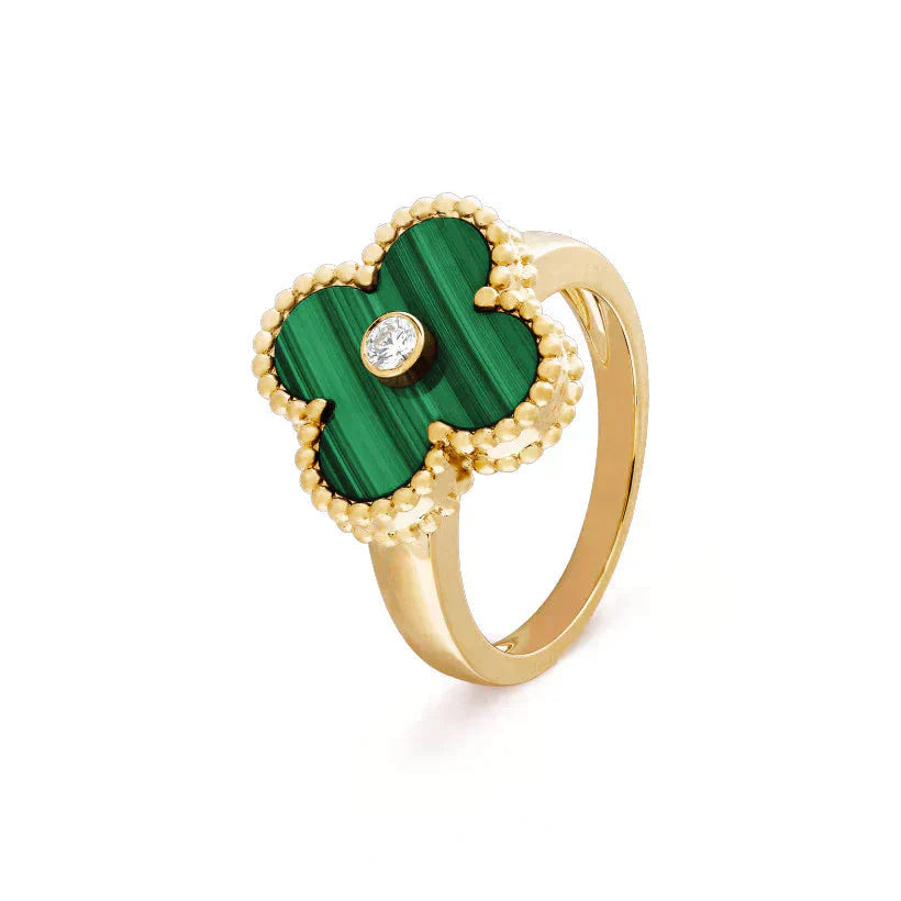„Dream“ CLOVER MALACHITRING GOLD DIAMANT